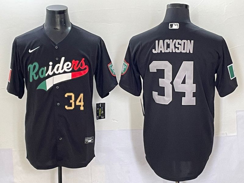 Men 2025 Oakland Raiders #34 Jackson Black Joint Name Nike Limited NFL Jersey style 64->oakland raiders->NFL Jersey